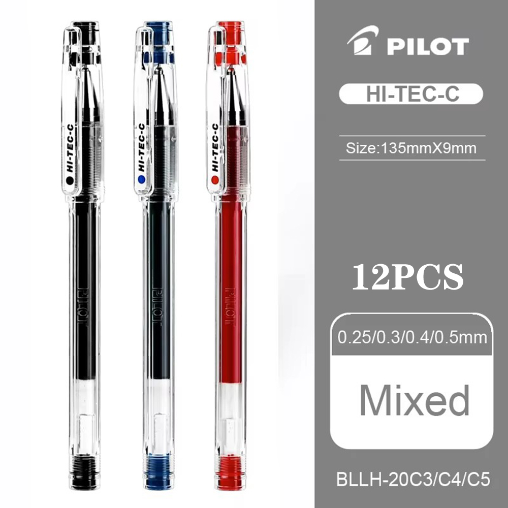 Pilot gelpenna hi-tec-c sprutspets finansiell bötespenna 0.25/0.3/0.4/0.5mm svart penna kontorstillbehör skola japansk brevpapper: Vit / Röd
