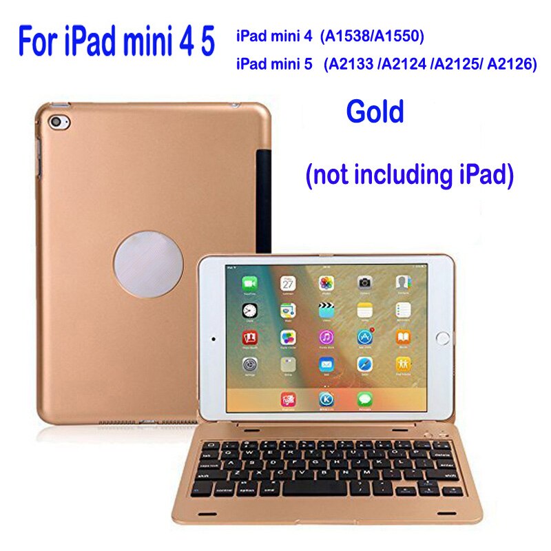 Smart Keyboard for Apple iPad 9.7 5th 6th Generation Bluetooth Keyboard Case for iPad mini 1 2 3 4 5 Air 1 2 Pro 9.7: Mini 4 5 Gold