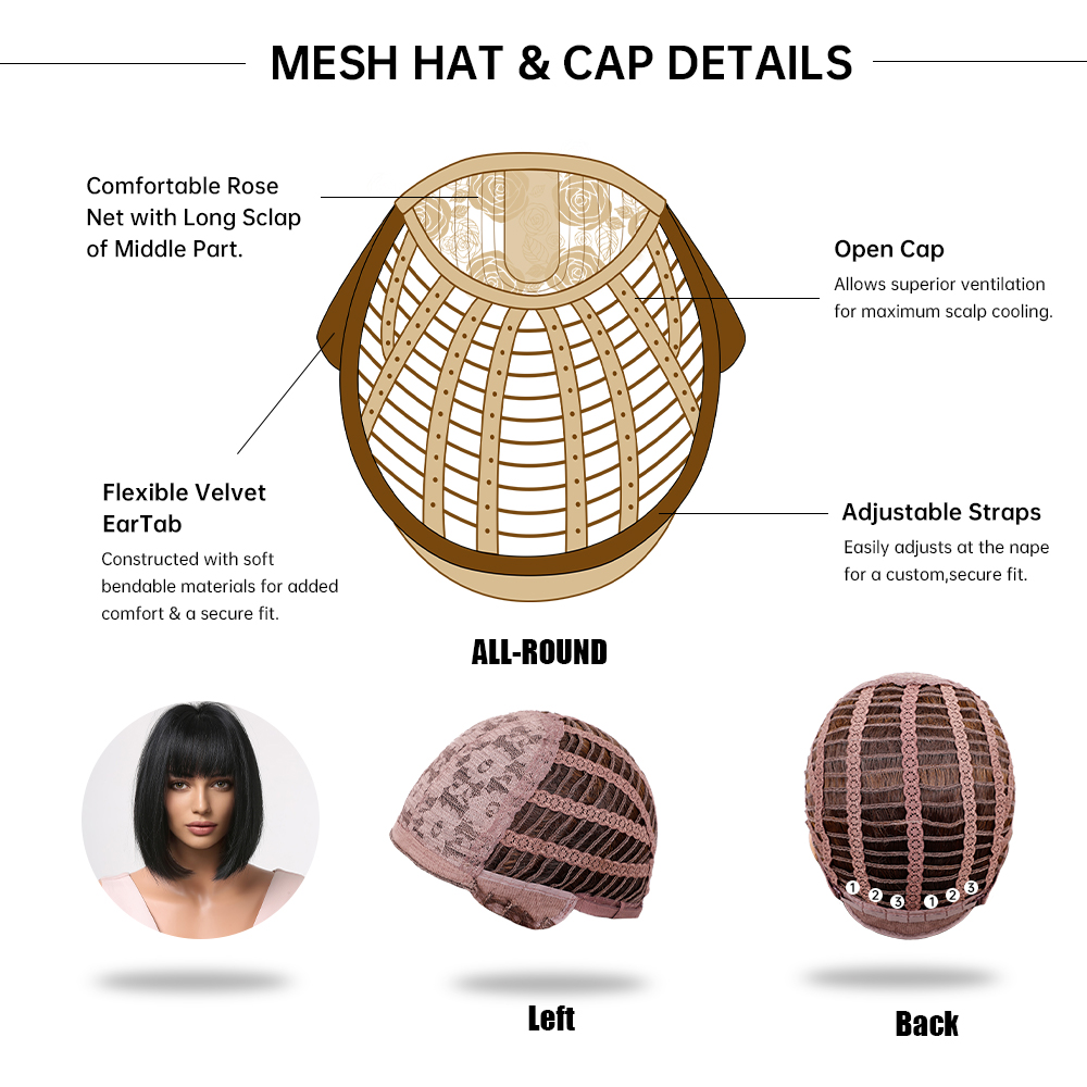 HENRY MARGU Bob perruques synthétiques courtes droites avec frange perruques de cheveux noirs pour les femmes perruques de fête Cosplay quotidiennes résistantes à la chaleur