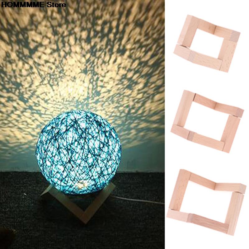 Hout Beugel Maan Vormige Lamp Holder Ball Effen Vormige Licht Stand Base Fittings L M S