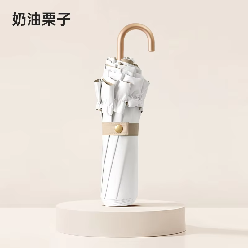 Parapluie à crochet incurvé pliable en dentelle de couleur unie, Protection solaire UV UPF50 + à colle colorée, Parasol Portable léger pour femmes: Black