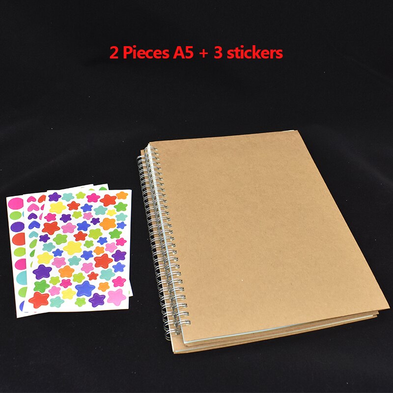 Spiral Bullet dotted journal, Square, Ruled, Blank optional Kraft paper cover Three sizes, 50 sheets/100 pages Diary Sketchbook: 2 PCS A5.Gifts