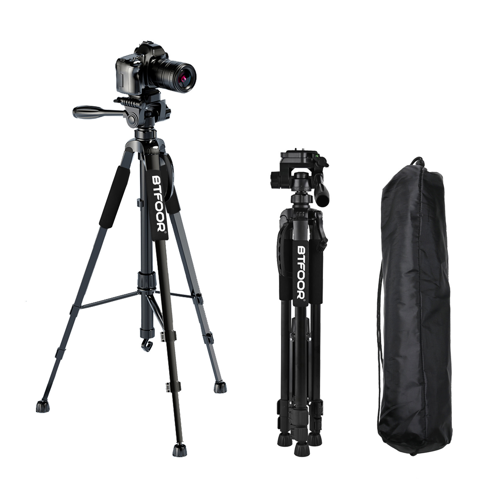 Tripé para câmera digital de viagem, 55 polegadas, 140cm, profissional, alumínio, suporte alto para telefone com placas rápidas, montagem pan head para dslr slr: Default Title