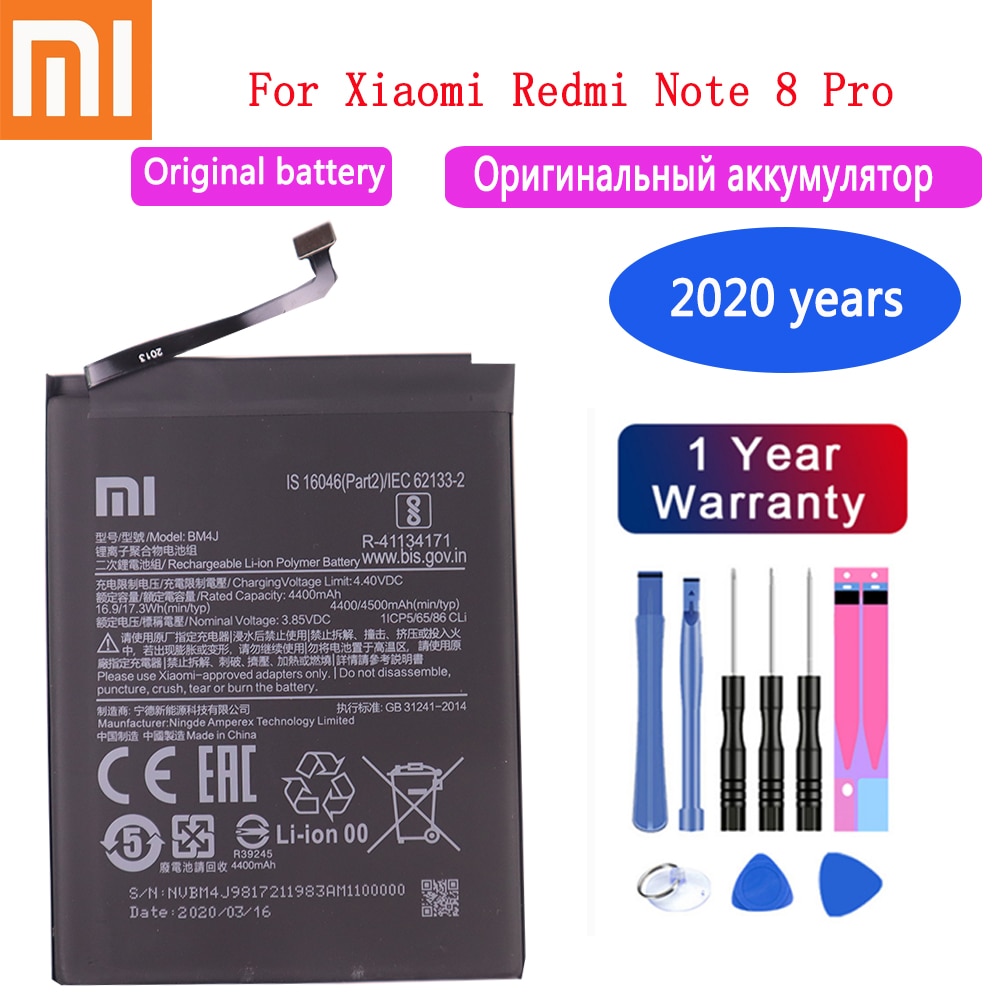 Jaar 100% Originele 4500Mah BM4J Batterij Voor Xiaomi Redmi Note 8 Pro Note8 Pro Echt Vervangende Telefoon Batterij gratis Tools