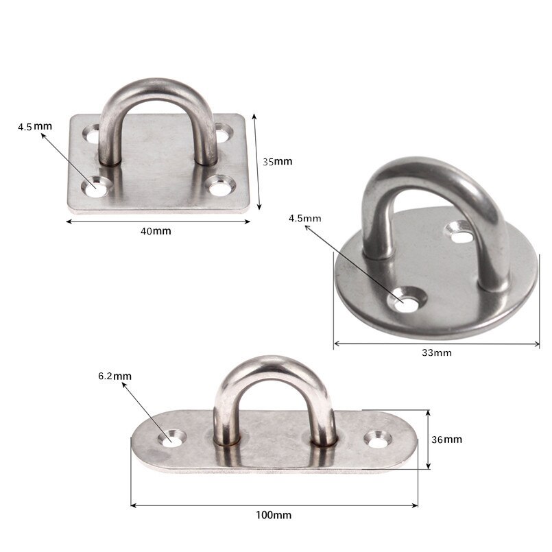 1Pc Stainless Steel U-shaped Ceiling Mount Hook Base Ceiling Fans/Leisure Sofa/Sandbags/Hammocks/Ceiling/Gym/Rings Fixed Hook