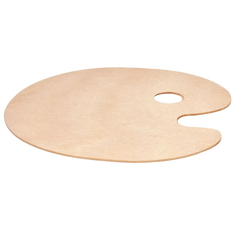Paleta de pintura de madera lisa bandeja de paleta de dibujo ovalada con agujero para los estudiantes arte de madera suministros artesanías 20cm x 30cm