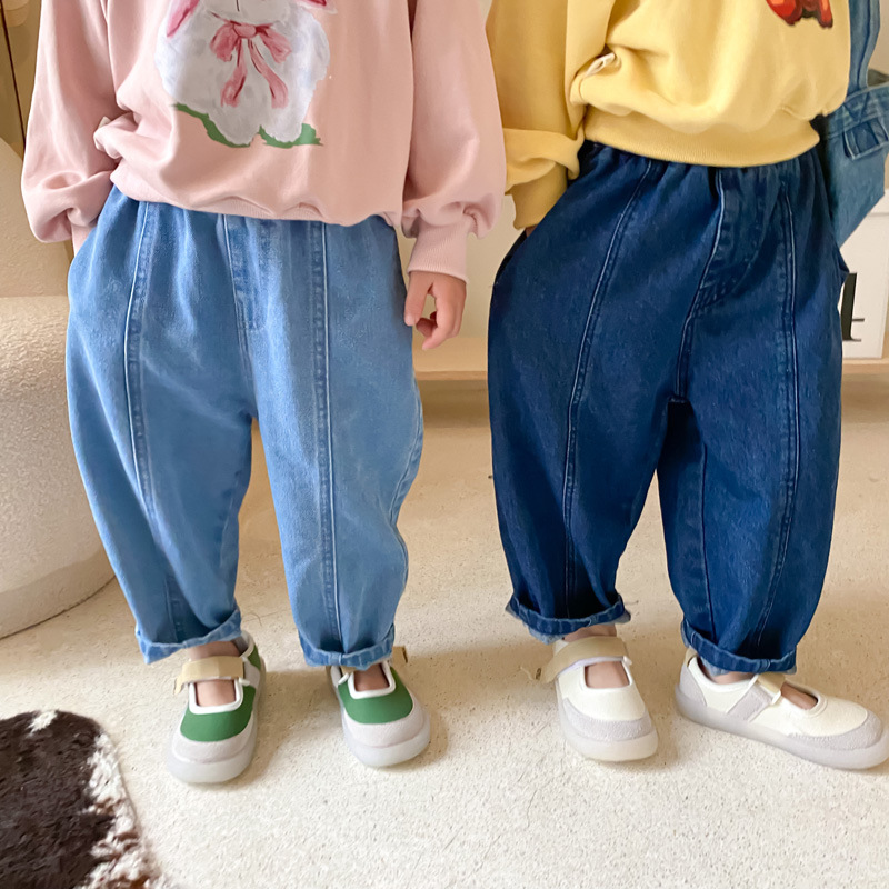 2022 Lente Zomer Kinderen Casual Broek Losse Kids Denim Broek Mode Jongens Jean Broek Baby Meisje Denim Harembroek kleding