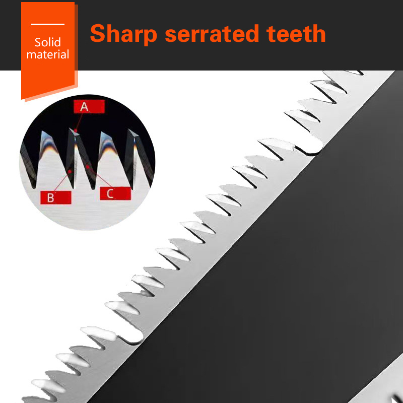 Sierra Herramientas manuales para carpintería Sierra plegable de bolsillo de 14 ", sierra para madera SK5, sierra de tracción de doble filo de 13/14TPI, sierra portátil para acampar, sierra de corte al ras
