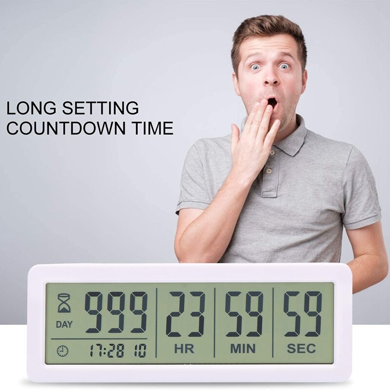 Big Digital Countdown Days Timer Clock - 999 Days Count Down Clock Timer for Graduation Lab Kitchen