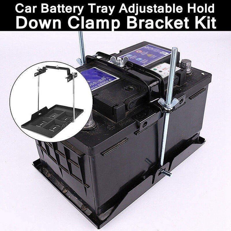 Bandeja de batería de coche, soporte de almacenamiento de batería, abrazadera de sujeción, tornillos, accesorios