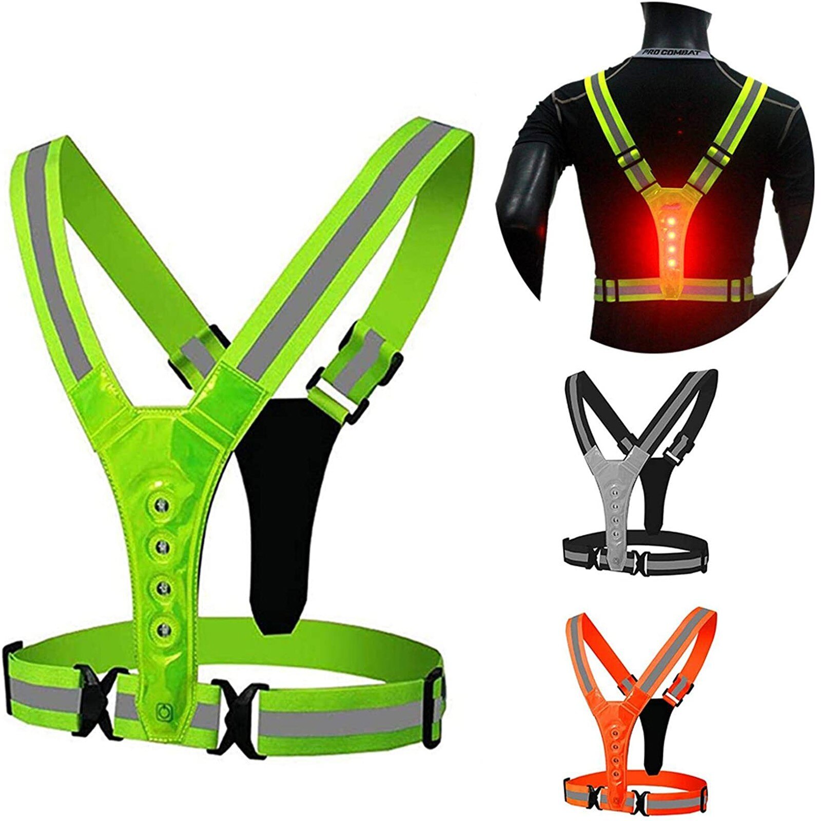 Hoge Zichtbaarheid Neon Vest Reflecterende Riem Veiligheid Vesten Fit Running Fietsen Sport Outdoor Unisex Multi-Gebruik Flash Fiets Vest