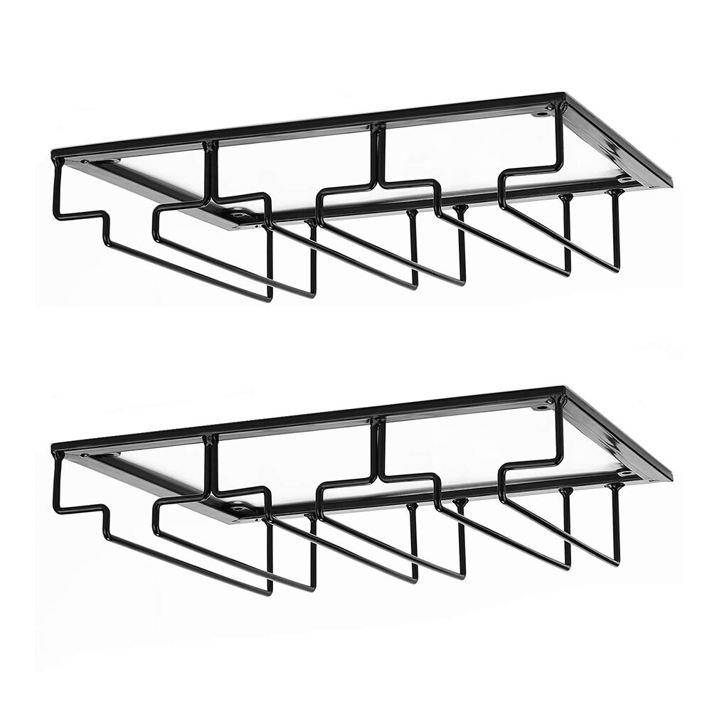 Wine Glasses Holder Bartender Stemware Hanging Rack Under Cabinet Stemware Organizer Glass Goblet Iron Rack