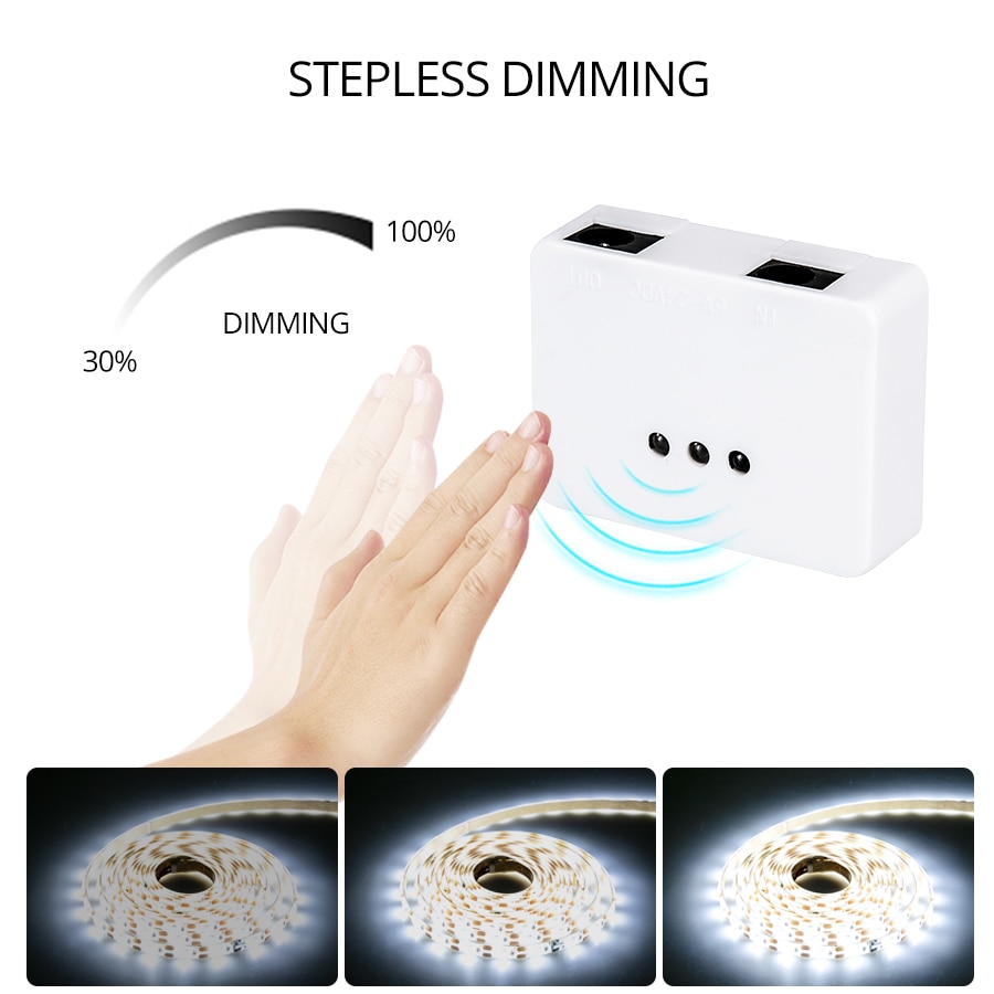 Led Sensor Switch Hand Wave Dimbare Schakelaar Dc 5-24V Hand Sweep Dimmers 5A Smart Switch Voor Led strip Diy Keukenkast Verlichting