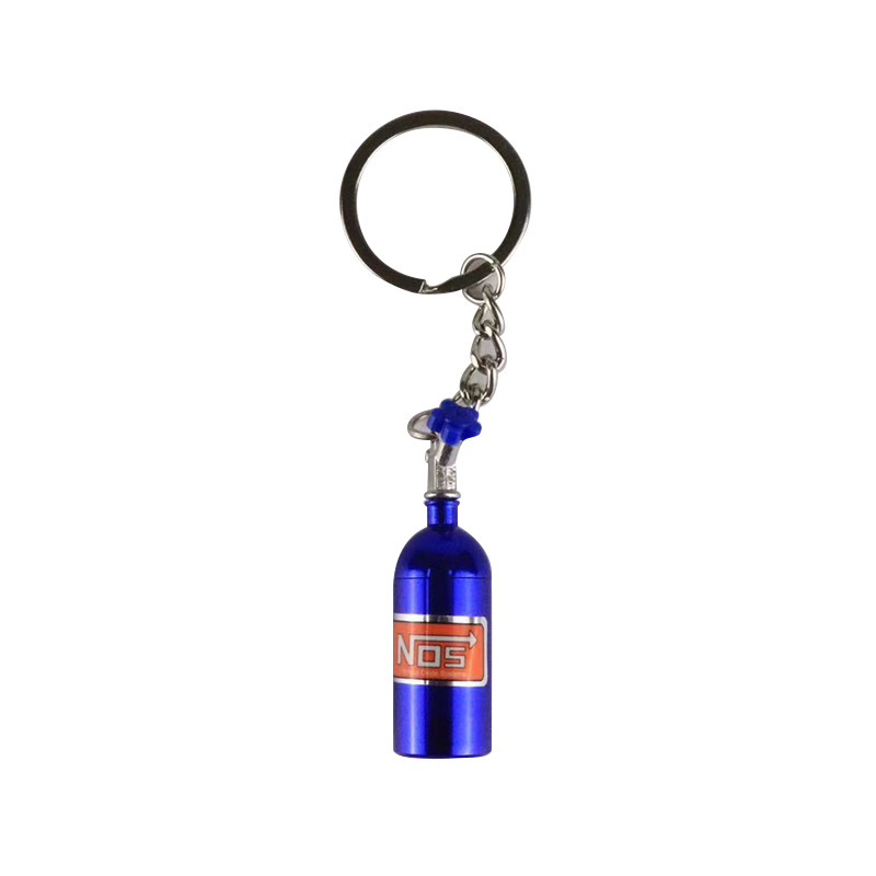 LLavero de Metal con forma de botella de nitrógeno para coche, caja de pastillas de almacenamiento, , Interior de motocicleta: Azul