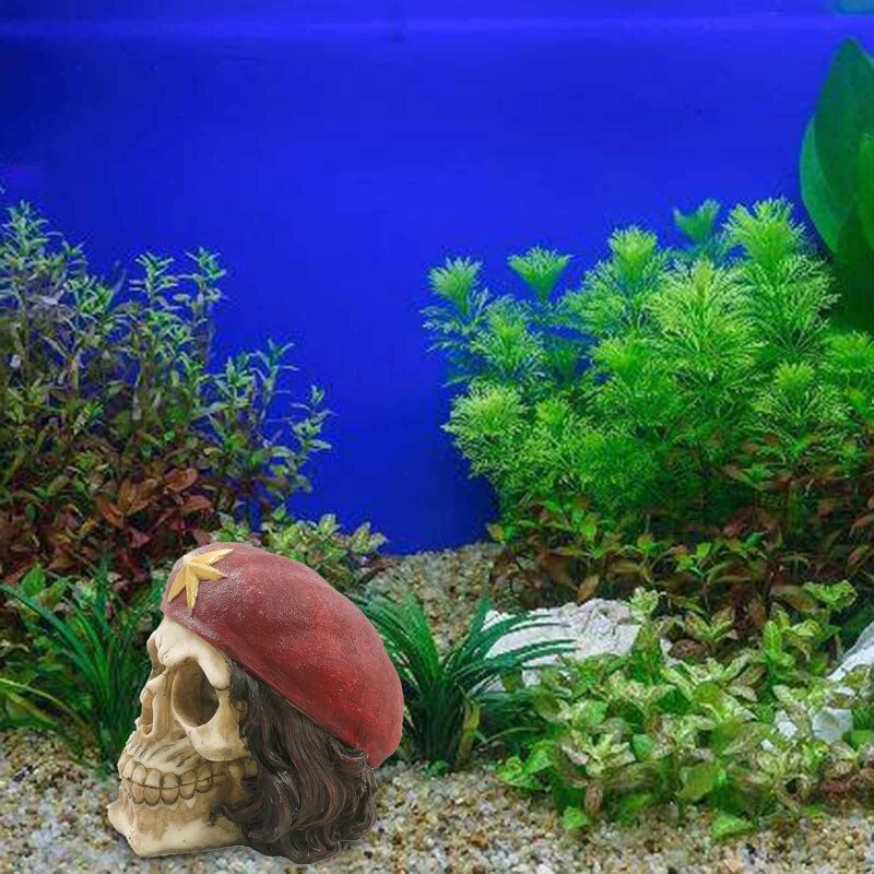 Resin Skull Aquarium Decorations for Fish Tank Aquarium Ornament Simulation Skeleton Cave Hideout for Shrimp Fish