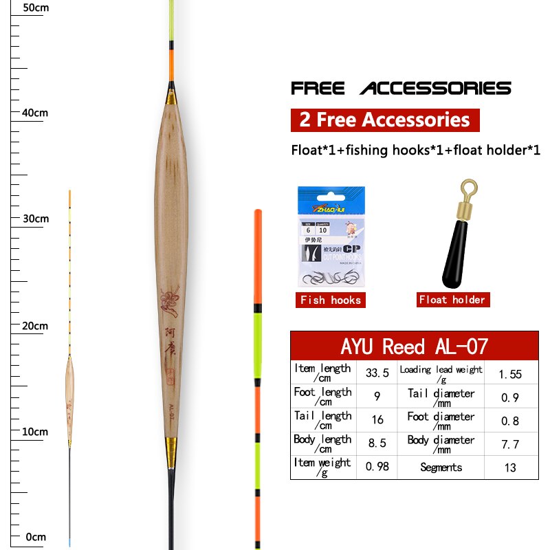 1PC Reed Fishing Float+1 Bag Hook+1 Buoy Holder Deep Water Bobber Fresh Water Buoy Carp Fishing Sensitive Float Tool Accessories: AL-07