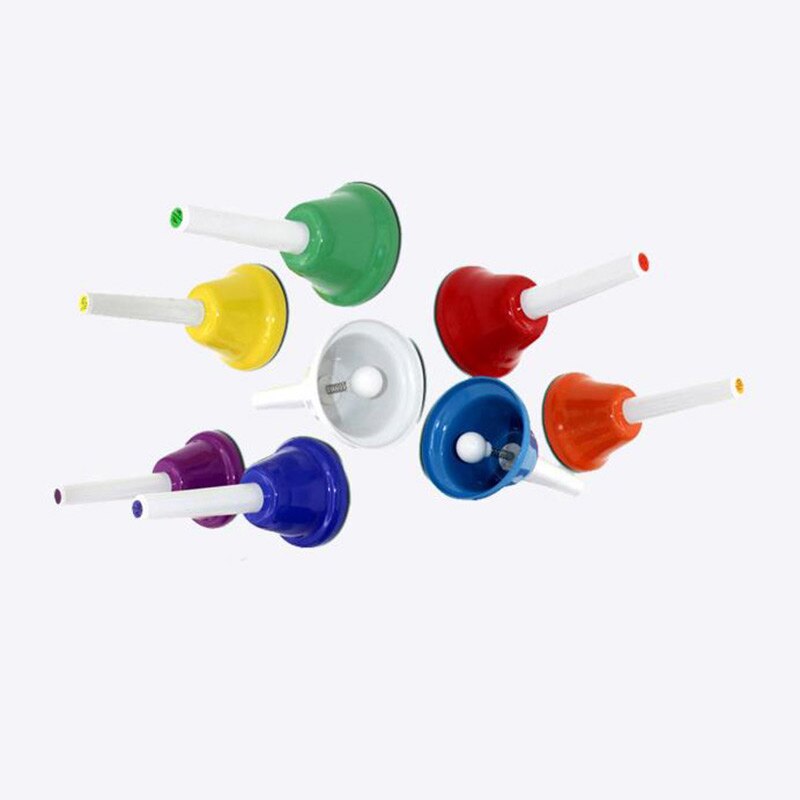 Clochettes musicales diatoniques 8 notes, ensemble de cloches à main, Instrument de Percussion pour tout-petits enfants adultes école église