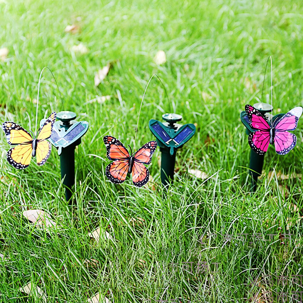 Solar rotating gardening pastoral mall shop decoration toys electric flying simulation Vibration Solar Power Dancing Butterflies