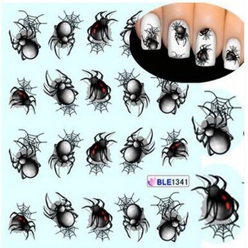 1 Vel Halloween Stijl Spider Water Transfer Nail Art Stickers Manicure Decoratie Nagels Wraps Decals Styling Tools SABLE1341