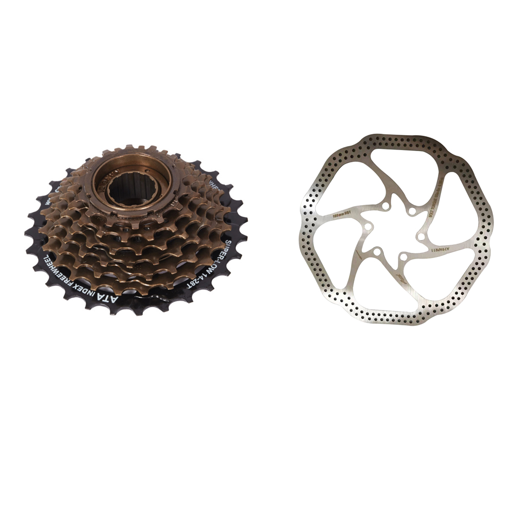 tire, 160mm disc brake rotor and 7 speed freewheel 14-28T (only sell with the wheel kit from China, do not buy alone): Disc and freewheel