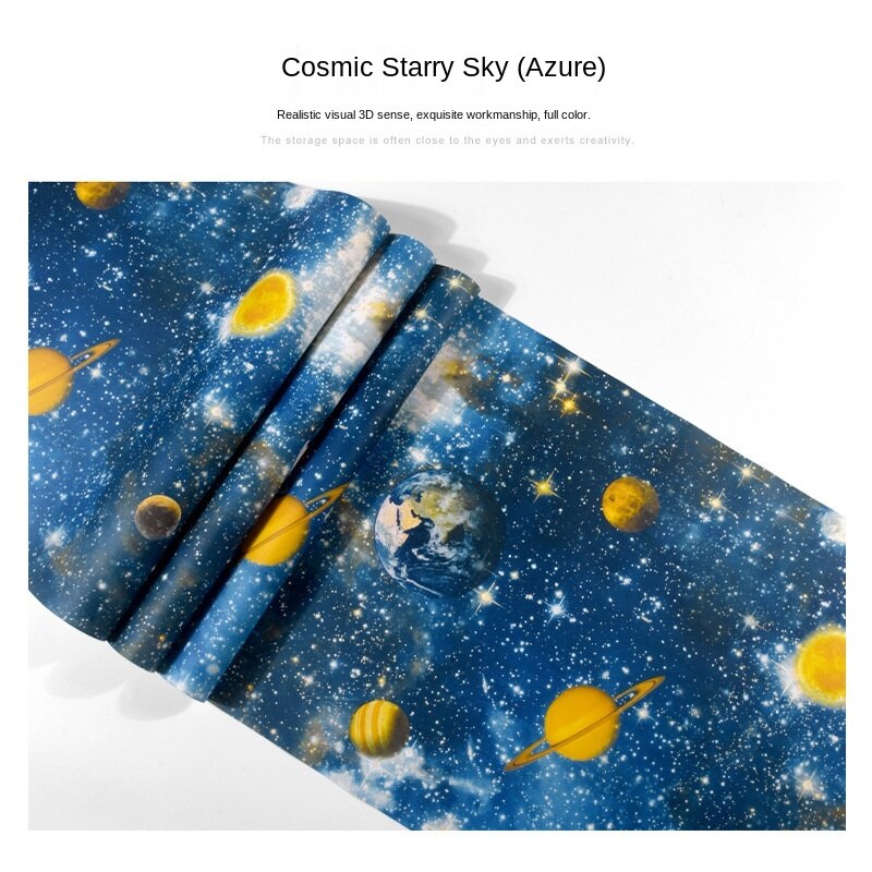 Outer space stars planet wallpaper Ceiling top wallpaper children room blue theme room wallpaper: Light Grey