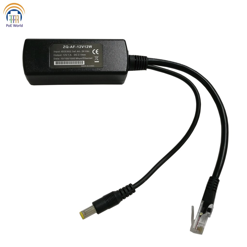 GAT-12V12W 802.3af Gigabit Poe Splitter with 12V output for Non-poe Camera PoE seperator for any 12V devices