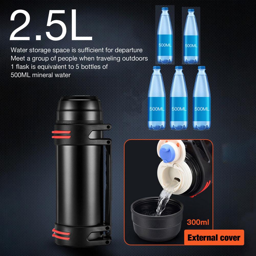 2.5L Thermos Bottle Large Capacity Stainless Steel Vacuum Flask Travel Coffee Thermo Mug School Insulated Bottle Car Home Use