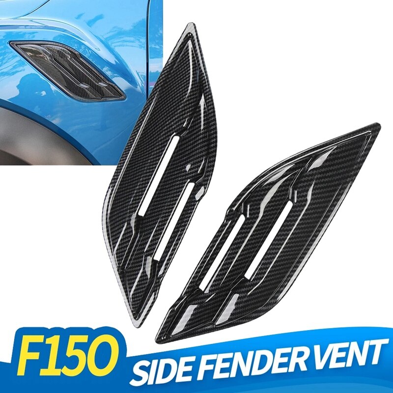 Carbon Fiber Car Fender Air Outlet Side Vent Cover Trim Sticker for Ford Raptor F150