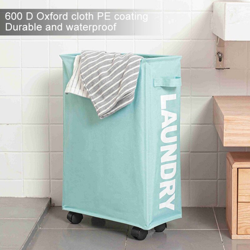 Aluminum Frame Laundry Basket Can Be Folded Dirty Clothes Basket Tall Thin Laundry Basket With Brake Function Universal Wheel