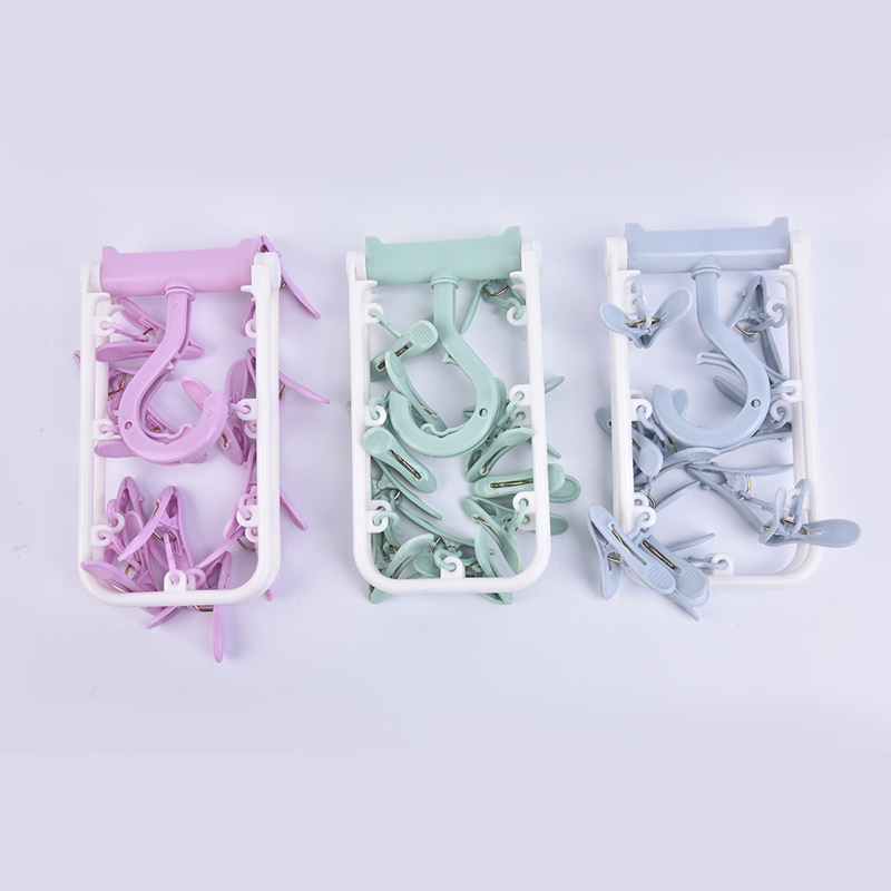 12 Clip Folding Drying Rack Multi-functional Underwear Socks Clip Plastic Rack Clothes Hanger Dryer Towels Cloth Drying Rack