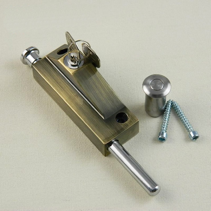 Surface mounted bolt lock with key,For Heavy /Rotating door bolt,strong and sturdy,Ground latch,Door hardware/bolt/latch