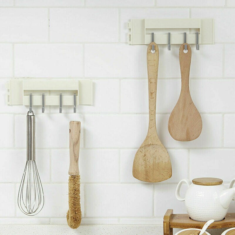 Gancho de esquina plegable de 6 filas ganchos cocina cuarto de baño sin perforaciones ganchos