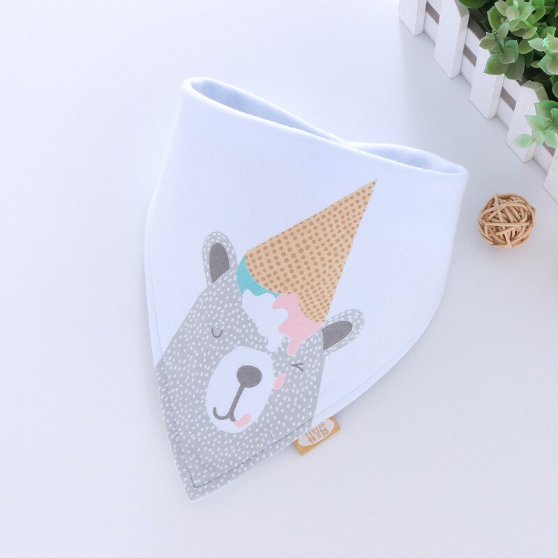 Organic Cotton Bandana Bibs Infant Feeding Smock Baby Burp Cloths Cartoon Saliva Towel Baby Eating Accessory Soft Baby Stuff: WhiteBear