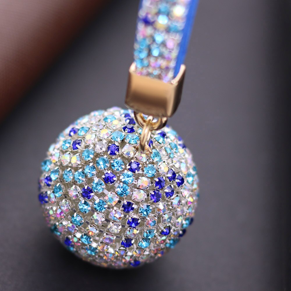 Volle Ball Kristall Keychain Strass Lederband Handtasche Geldbörse Tasche Anhänger Charme Schlüsselring Für Auto Schlüssel Kette K399