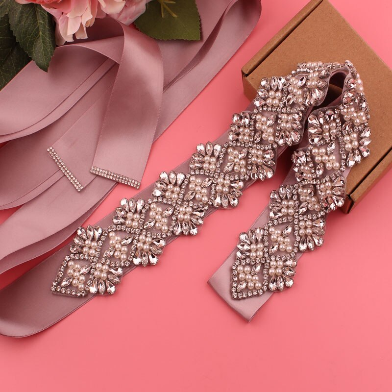 Bruids Jurk Riem Dames Riem Trouwjurk Riem Parel Kristal Riem Belangrijke Gelegenheid Bruiloft Accessoires: dark purple