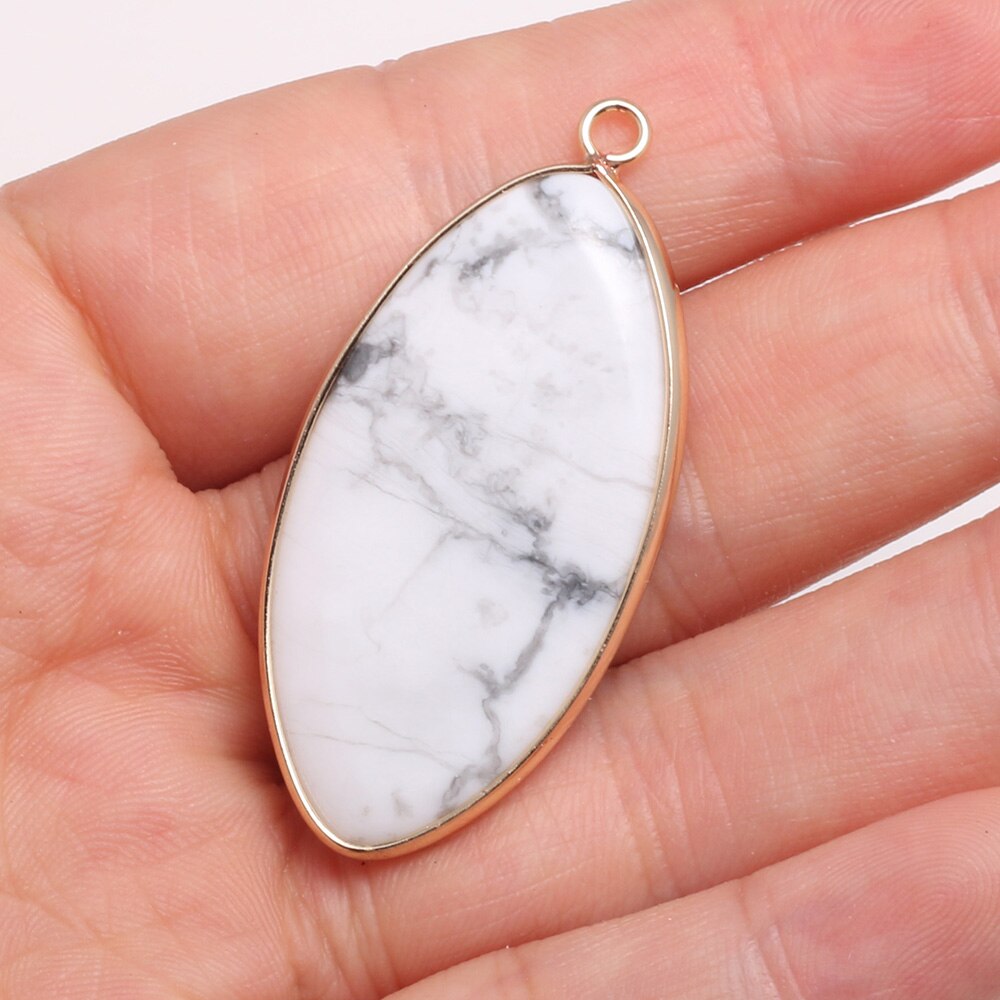 Natural Stone Agates Pendants Horse Eye Shape exquisite Charm for Jewelry Making Diy earring necklace Bracelet accessories: White Turquoise