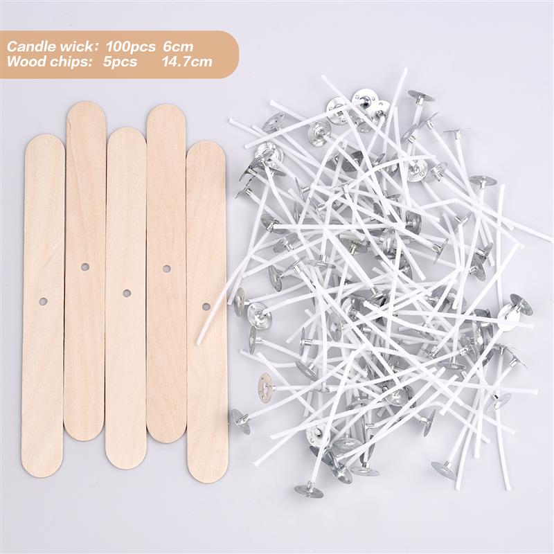Mèche de bougie en fil de coton ciré de plusieurs tailles, 100 pièces/ensemble, mèche et support sans fumée, ensemble de fabrication de bougies, accessoires, support de mèches: Gris clair
