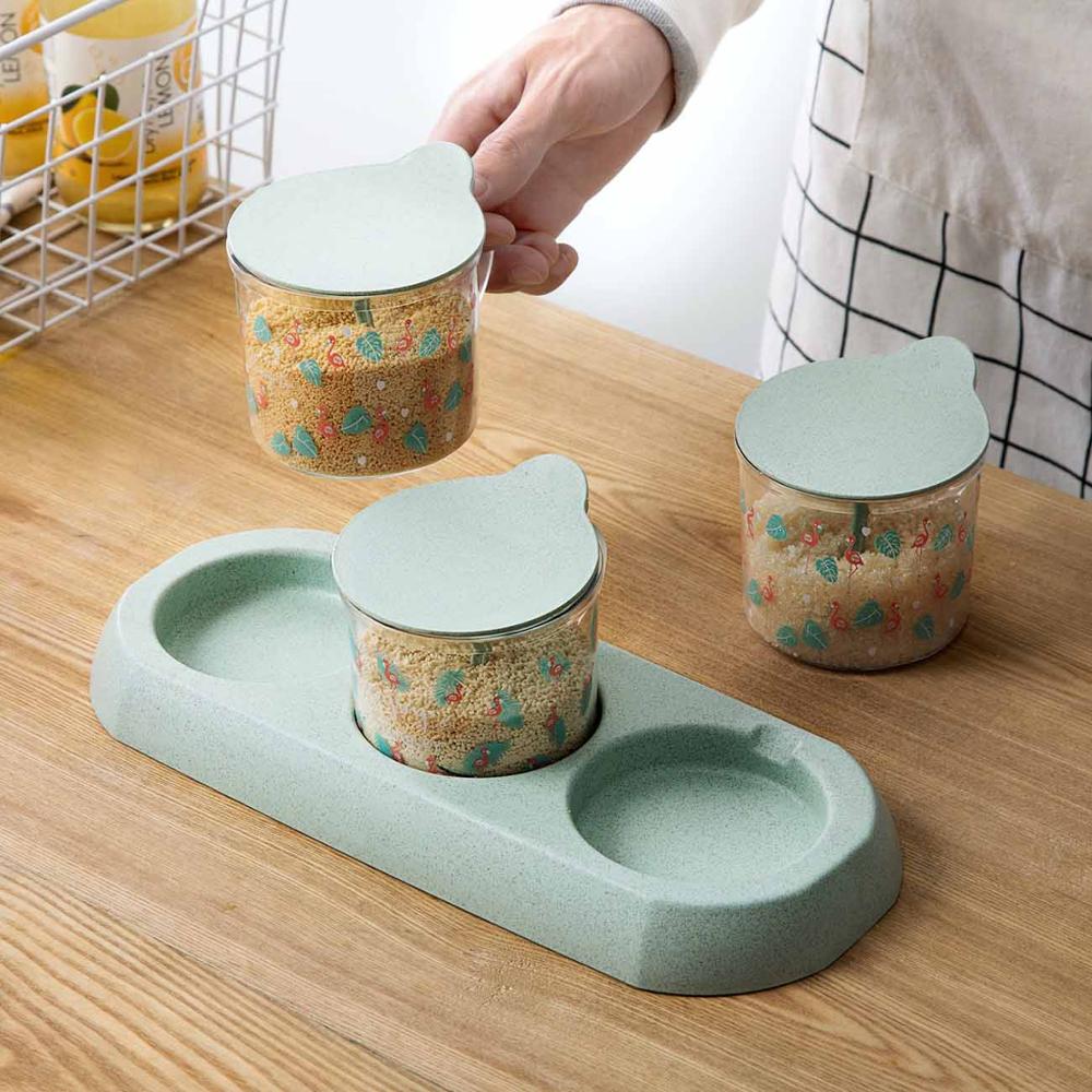 3 stks/set Kruiden Doos Kruidkruik Doos Kan Set Zout Peper Container Spice Organisator Kruiderij Set Keuken Cruet Spice Flessen