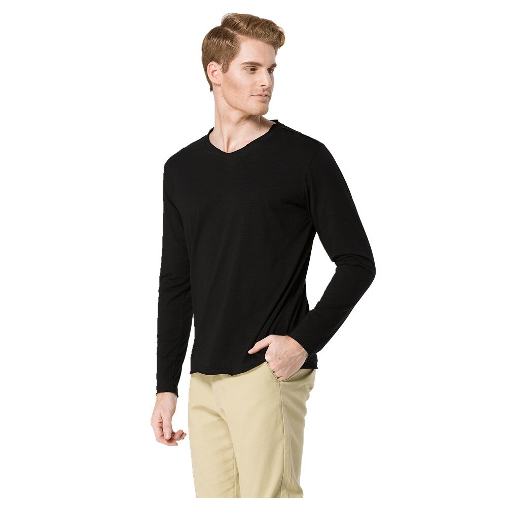 Undershirts Cotton Long Sleeve Underwear men Black White Undershirt V Neck Spring Autumn Tees Top