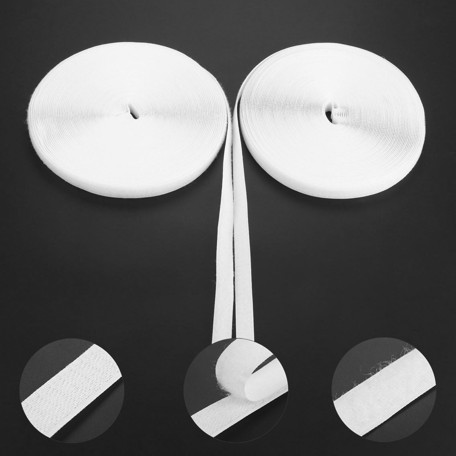 2pcs 25M Black White Hook and Loop Fastener Tape Magic Nylon Sticker Adhesive Loop Disks Velcros: 2cm white