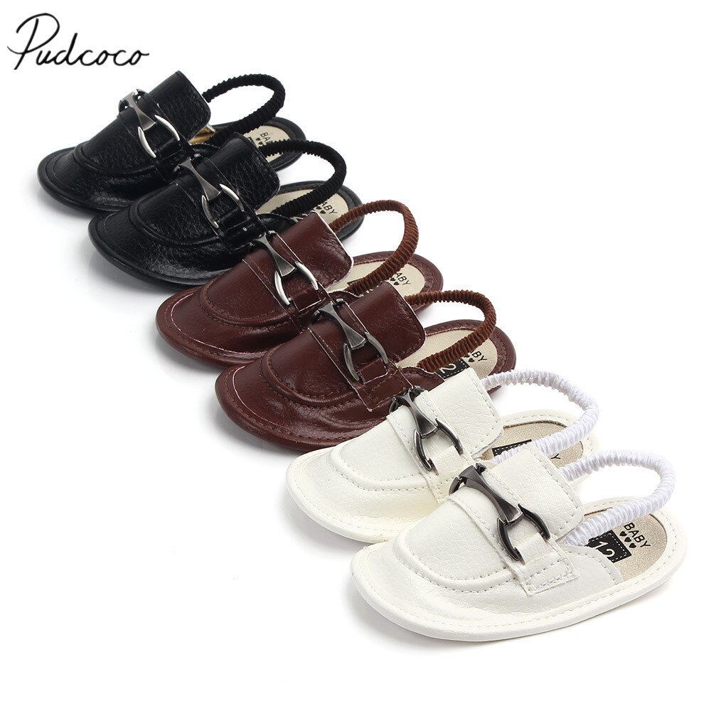bambino infante elastico gruppo musicale scarpe ragazzo sandali PU fibbia cinghia cotone morbido anti-scontrino suola casuale bambino piccolo culla scarpe sandali