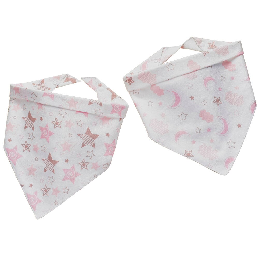 2 Pack Cotton Baby Bibs Baby Double-Sided Snap Button Triangular Baby Bibs Scarf Bib: Rood