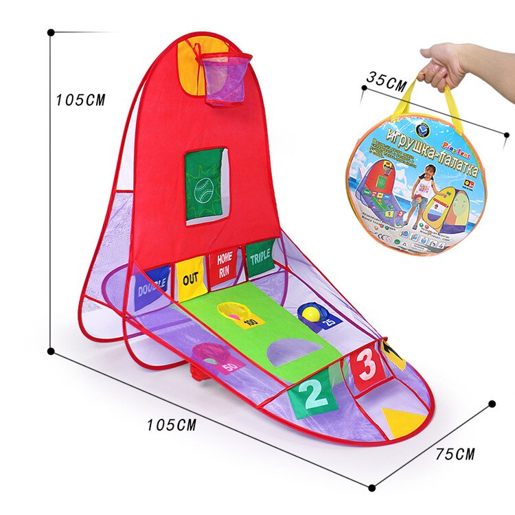 Foldable Ball Pits Pop Up Kids Basketball Shooting Tent 3 In 1 with 4 Ocean Ball Portable Interactive Indoor/Outdoor Game
