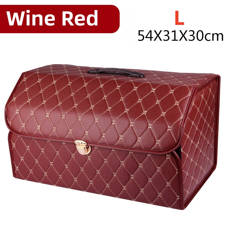 Boîte de rangement de coffre de voiture, grande capacité, sac de rangement d'outils multi-usage automobile, rangement pliable en cuir pour boîte de rangement d'urgence: Argent