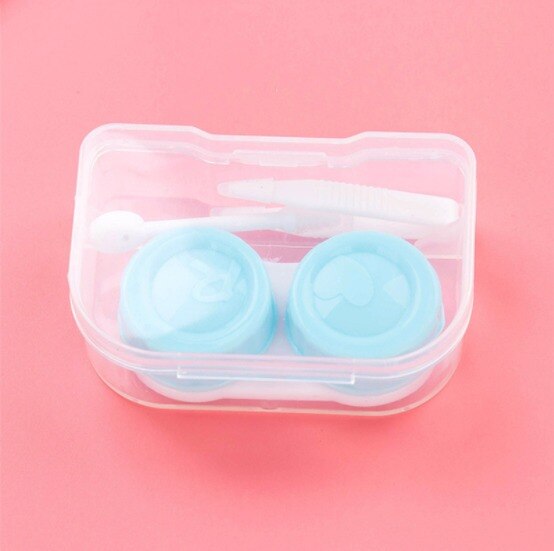 Mini Square Contact Lens Case Portable Travel Kit Easy Carry Mirror Container Holder: type2 sky blue