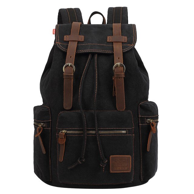 Zaini di tela Vintage ▾ borse da uomo e da donna studenti di viaggio casuale per escursionismo zaino da campeggio da viaggio Mochila Masculina: nero