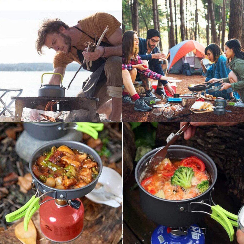 1 sæt bærbart grydesæt campingværktøj simpelt camping køkkengrej til vandreture