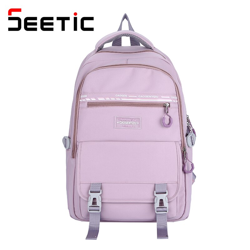 SEETIC Hohe Kapazität Rucksack Multi-Tasche Wasserdicht Rucksack Frauen Einfarbig Frauen Rucksack Nylon Rucksack Weiblichen: Violett Rucksack
