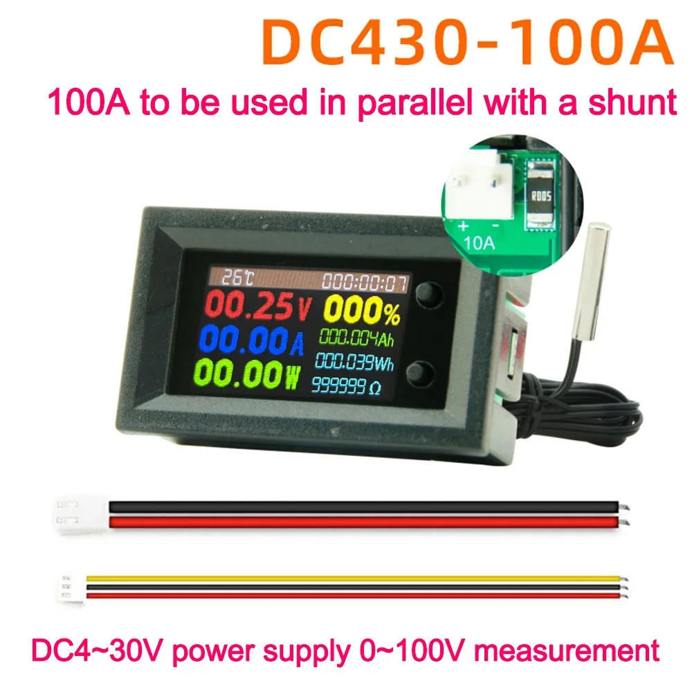 DC 0-200V 20A Voltmeter Ammeter KWS Power Energy Meter LED Digital DC Wattmeter Meter 9-in-1 Multi-function Measuring Instrument: Orange