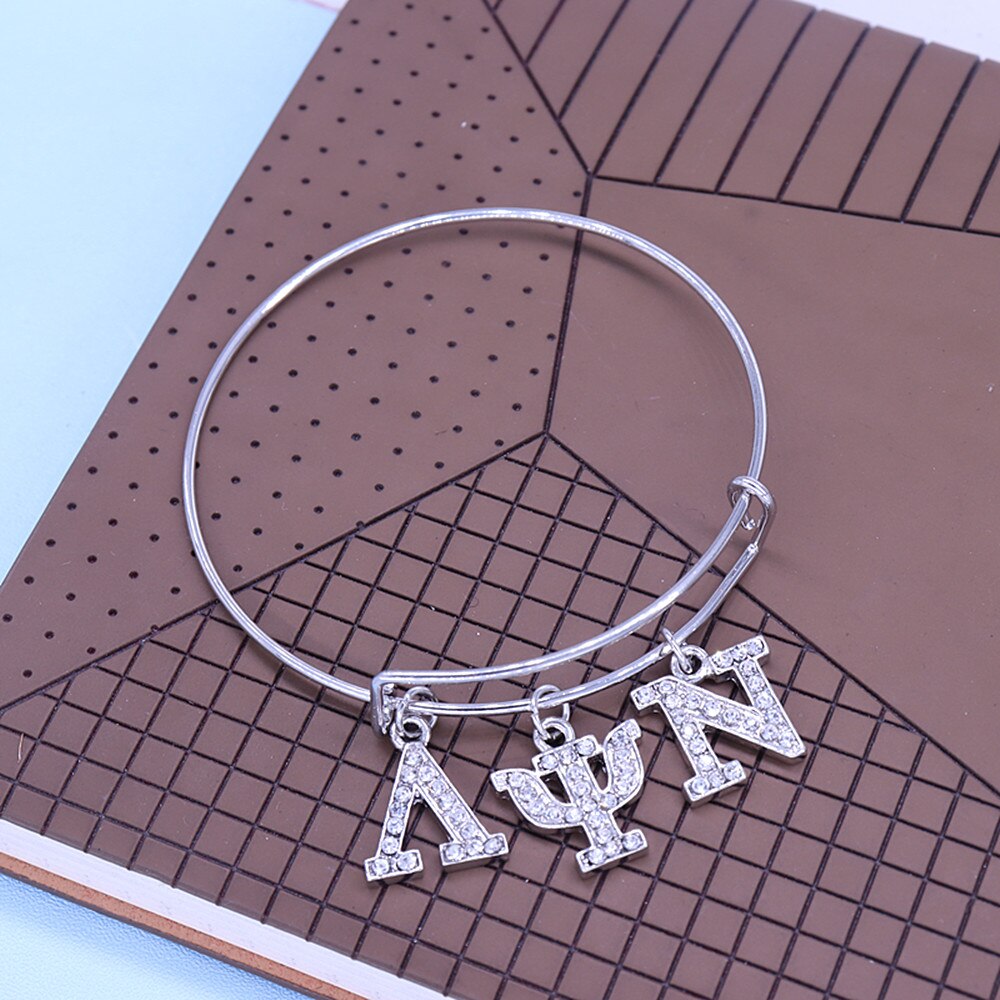 Metalen Inlay Diamant Est Griekse Sorority Letters Lambda Psi Nu Verpleging Sorority Armbanden Voor Vrouwen